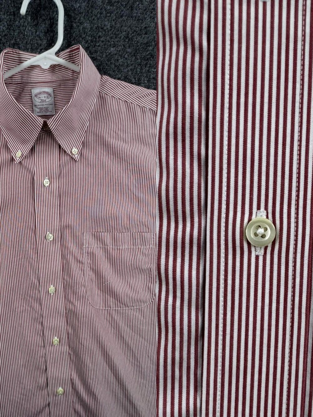 Brooks Brothers Striped Red White Non-Iron Button-Down 16.5 2/3 Shirt Cotton